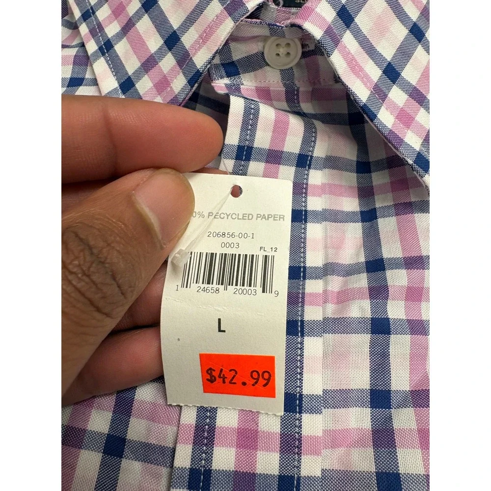 Brand New Banana Republic Men's Large Large Slim Fit Plaid Long Sleeve Shirt